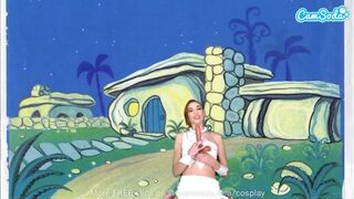 Cuki fiatal wilma flintstone cosplayben masturbál és cumizza a nagy fazsat
