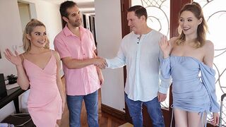 Tinédzser csajok cserebereje: idősödő férfiak élvezik a forró csoportos dugást